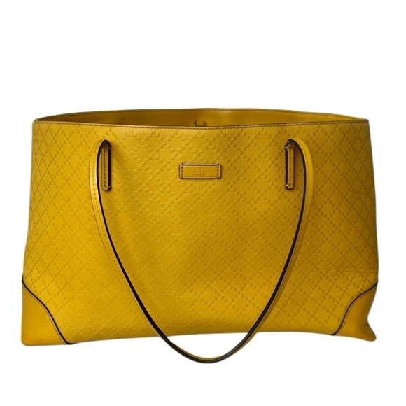 Authentic GUCCI Diamante Bright Yellow Tote Bag Handbag - Picture 14 of 14